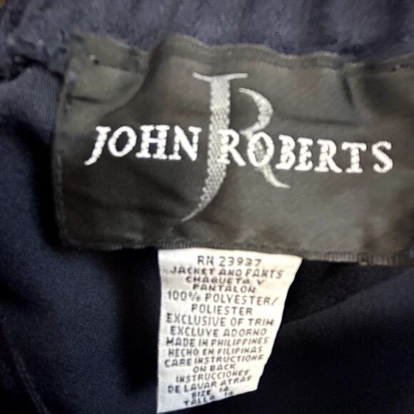 John Roberts Size 14 Dress Pants Career Navy Blue 36" waist + zip and elastic 31 - Picture 2 of 9